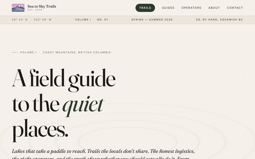 Sea to Sky Trails website built by FreeSite Company