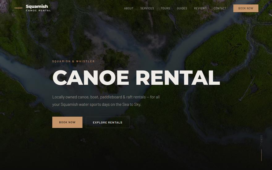 Squamish Canoe Rental website built by FreeSite Company