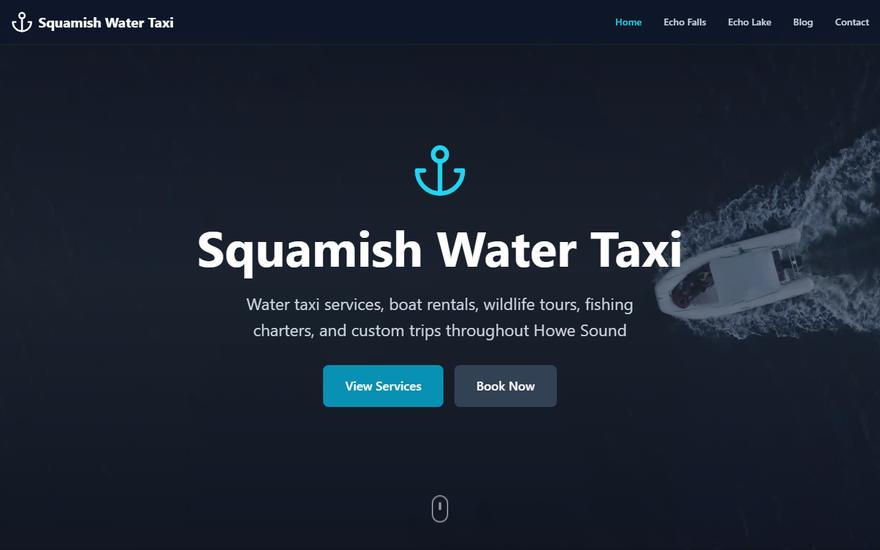 Squamish Water Taxi website built by FreeSite Company